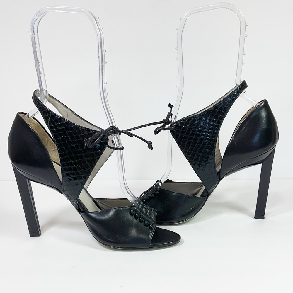 Jason Wu Runway Billie Snake Print Leather Cutout High Heel Sandals - Picture 6 of 10